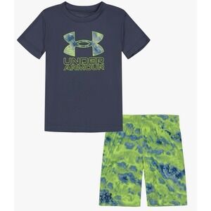 Under Armour Boys Sleeve Tee Set, Lightweight Breathable T-Shirt & Short SZ 4 NW